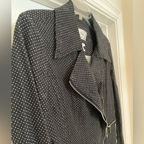 Tria Moto style microdot blazer jacket size Small- black and white. Zip front - Picture 3 of 9
